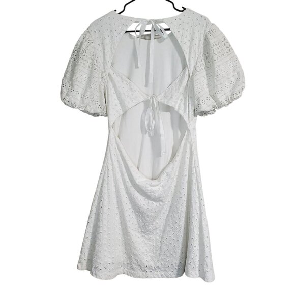 NWT Free People Apricot Rose Eyelet White Puff Sleeve Summer Dress - XL - Picture 3 of 9